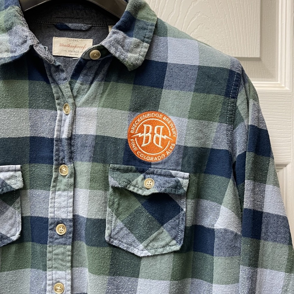 Weatherproof‎ Vintage Women's Blue/Green XL Flannel Breckenridge Brewery 100 Ctn